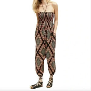 Anthropologie Lilka Serra Aztec Mosaic Geo Print Harem Jumpsuit Size Small